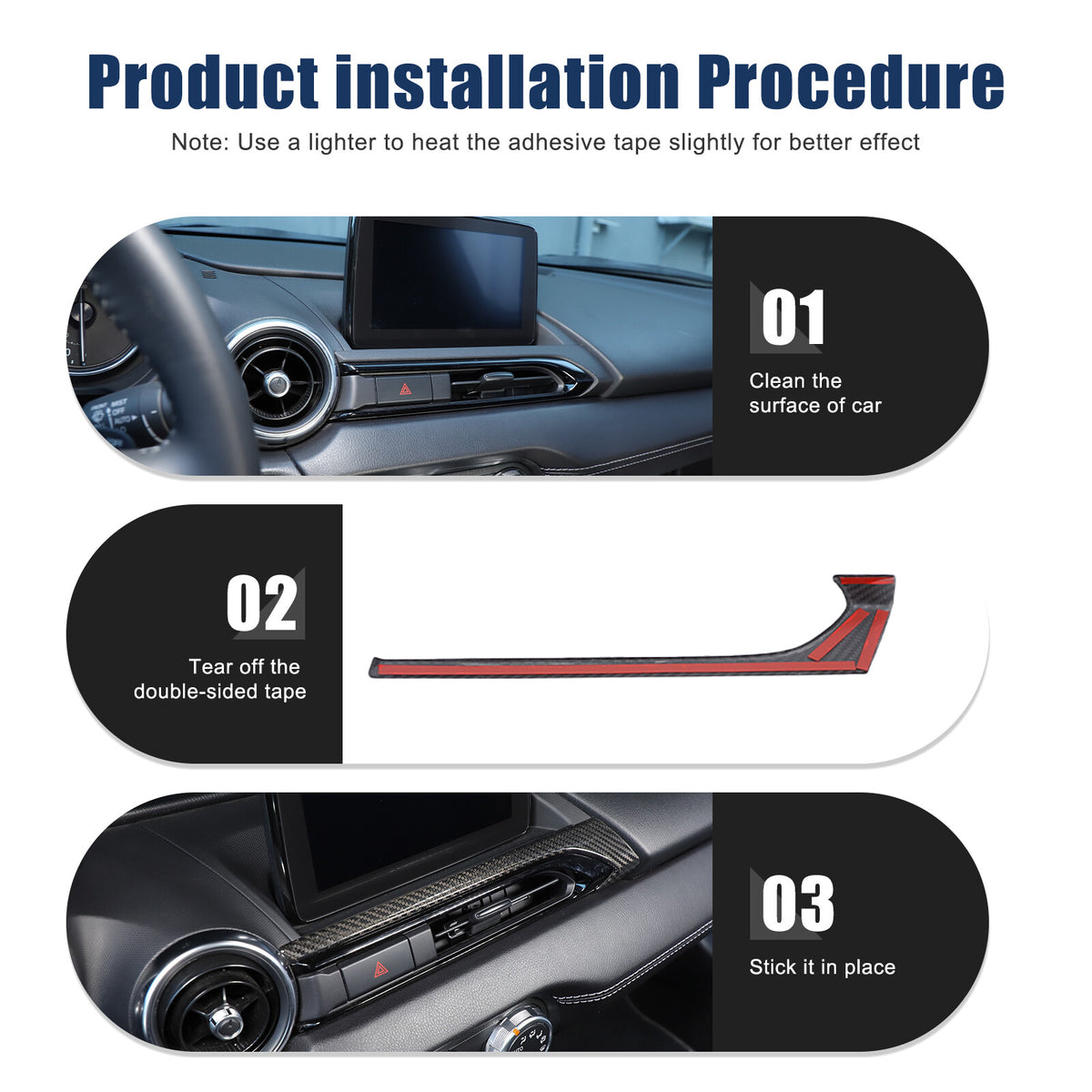 Real Carbon Fiber Center Console air outlet Trim Cover For Mazda MX-5 Miata 16+ 15