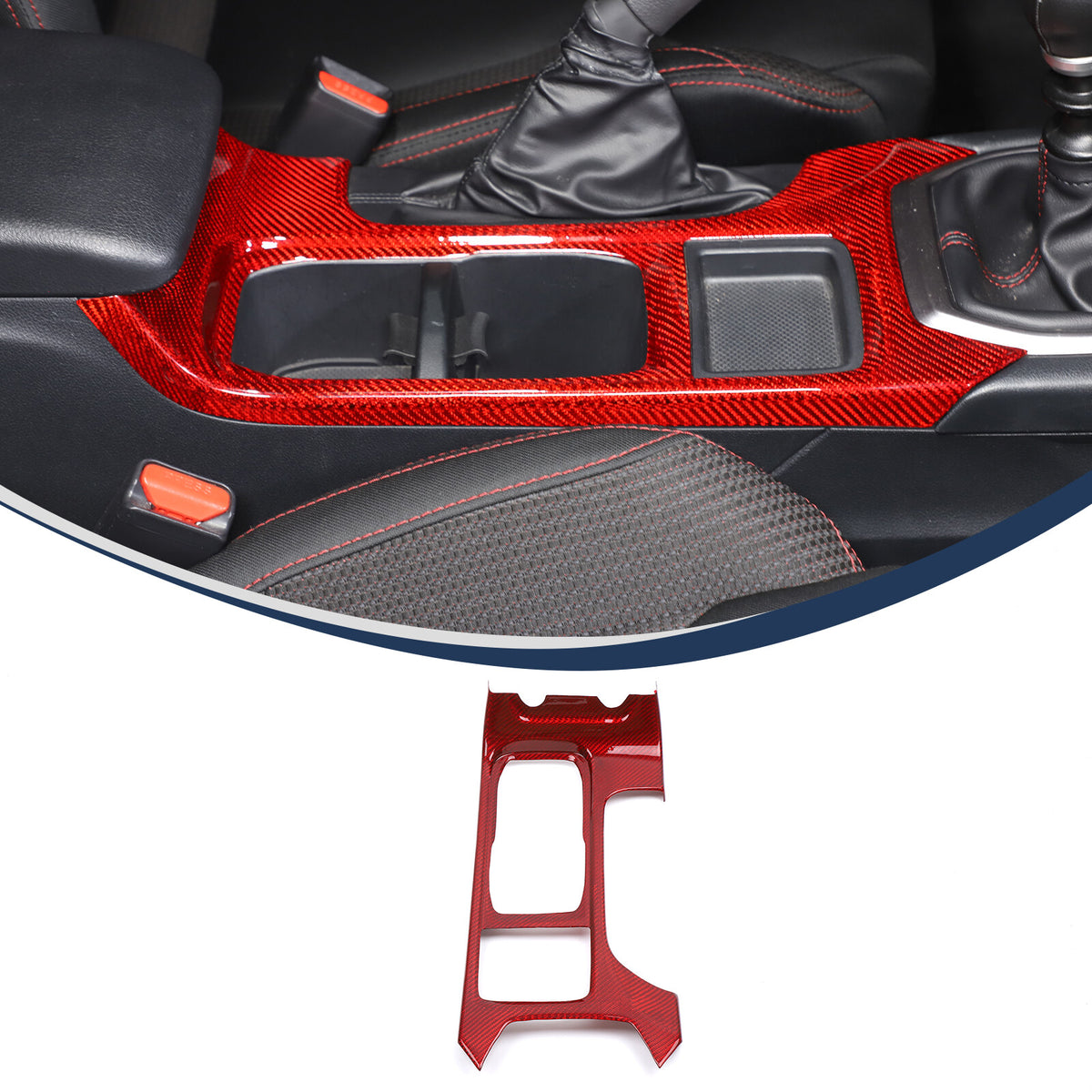 Red Real Carbon Fiber Center Console Cup Holder Trim For Subaru WRX VB 2022+ MT 18