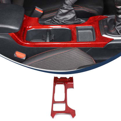 Red Real Carbon Fiber Center Console Cup Holder Trim For Subaru WRX VB 2022+ MT 18
