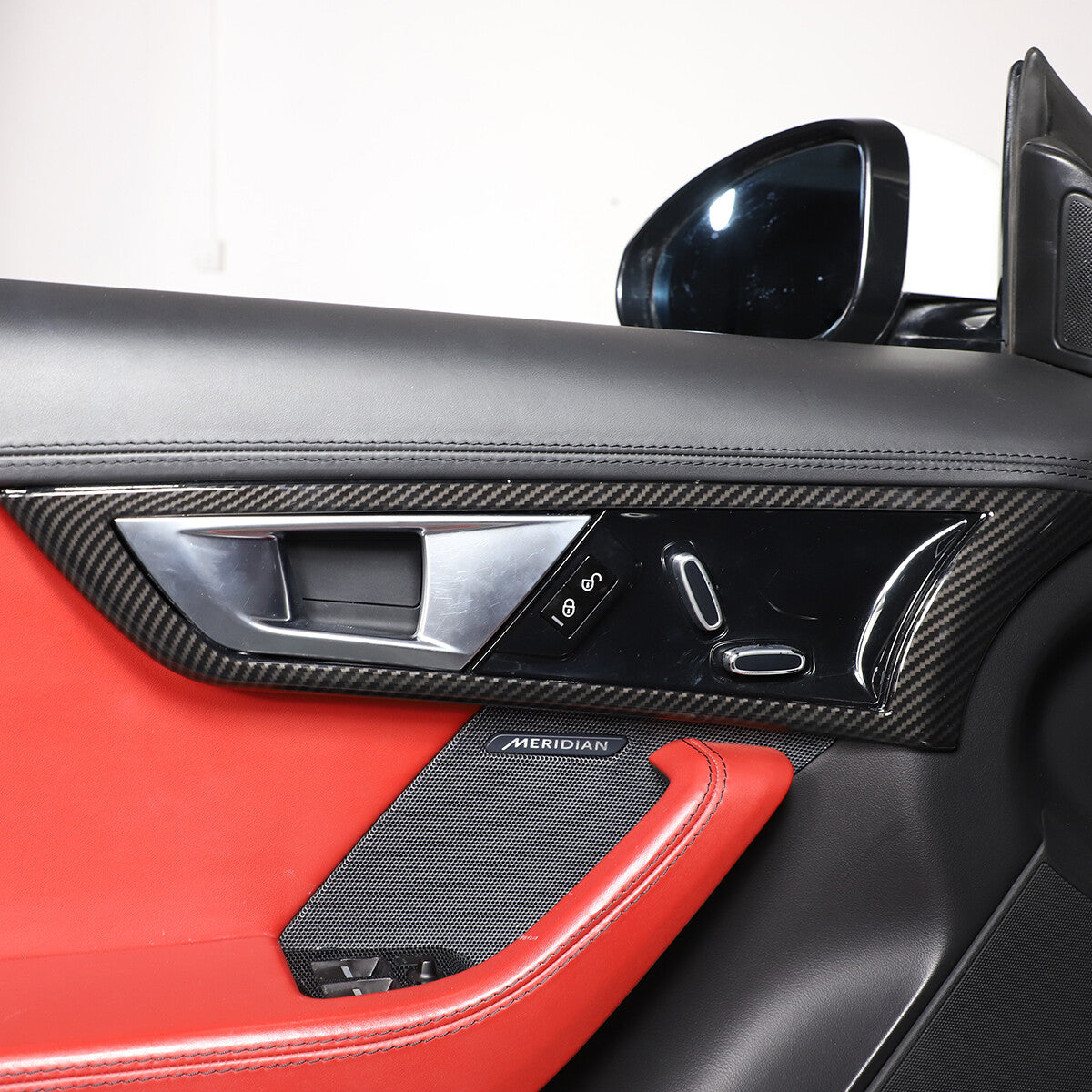 ABS Carbon Fiber Inner Door Handle Frame Cover Trim For Jaguar F-TYPE 2013-2024 5