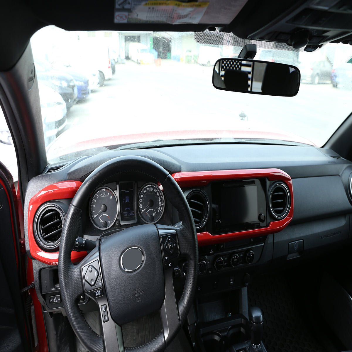 Sports Red ABS Dashboard Panel Cover Trim 2pcs For Toyota Tacoma 2016-2023 9
