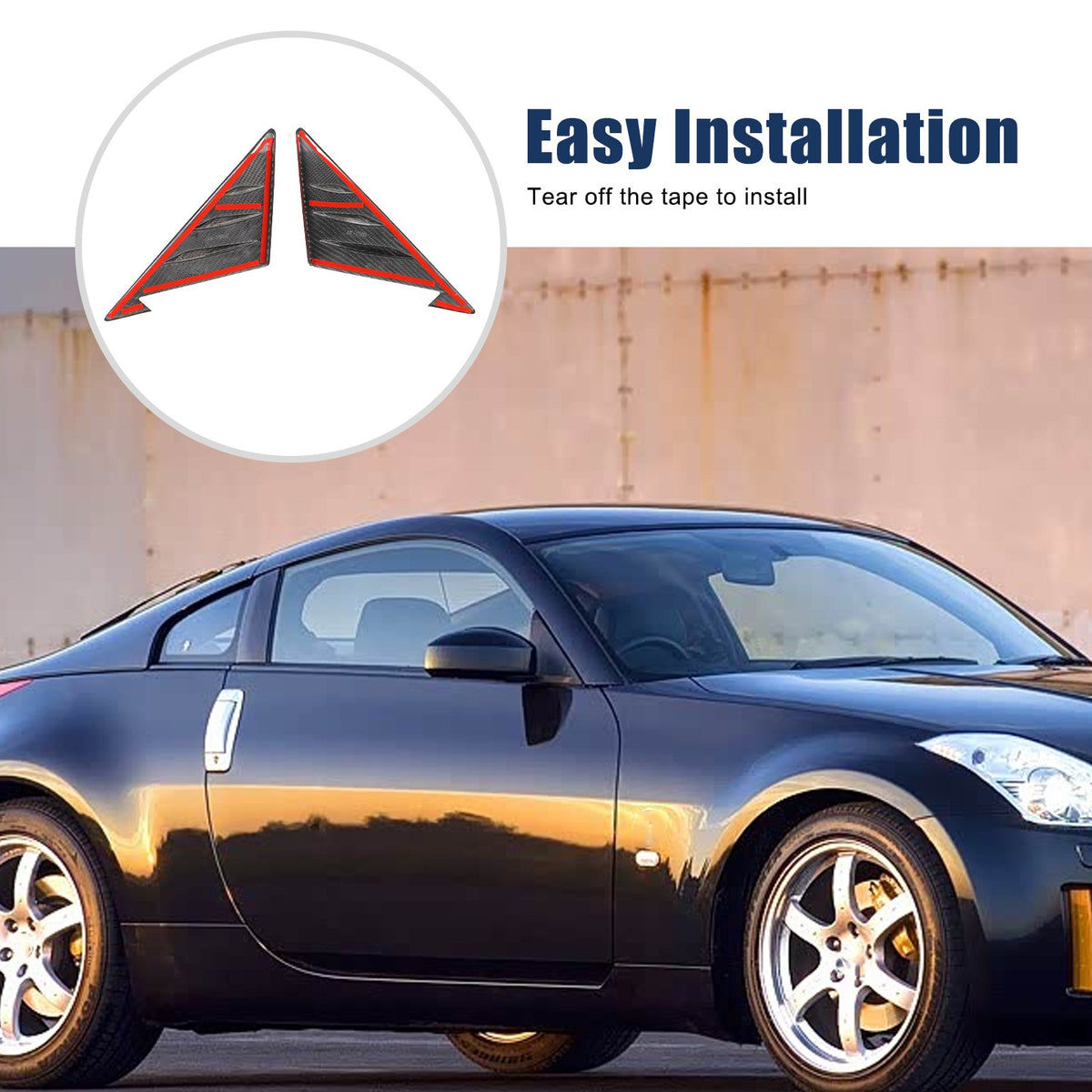 Real Carbon Fiber A-Pillar Triangle Trim For Nissan 350Z Z33 2003-2006 15