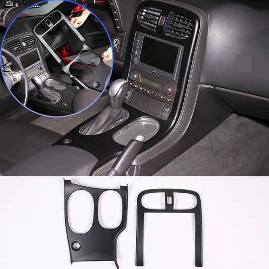Carbon Fiber ABS Central AC Switch Gear Shift Panel Cover For Corvette C6 05-13 1