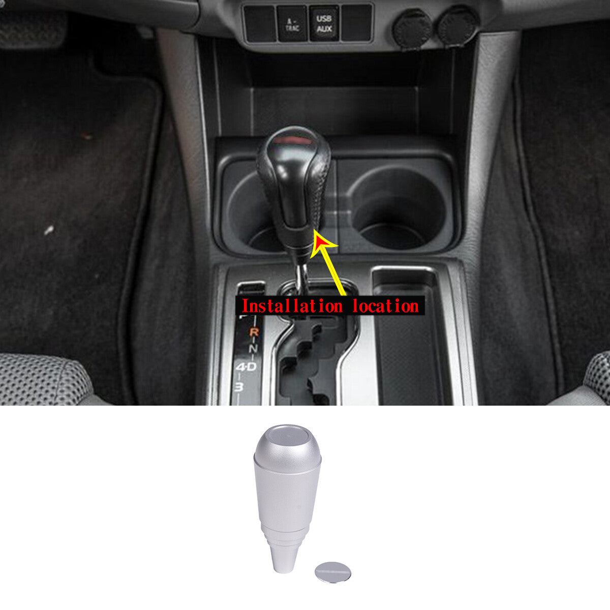 Silver Alloy Auto Car Manual Gear Lever Shift Knob Head For Toyota Tacoma 11-15 1