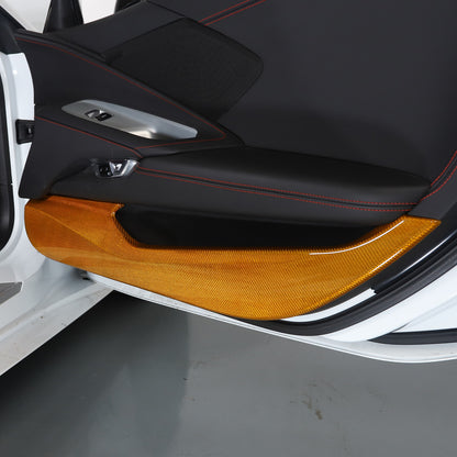 Yellow Carbon Fiber Interior Door Anti-kick Panel Cover Trim For Corvette C8 20+ 6