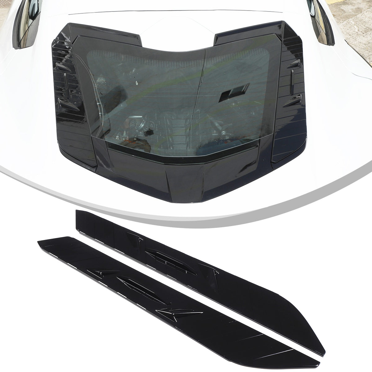 Piano Black ABS Rear Hatch Hood Wash Waterproof Seal Trim For Corvette C8 20+ US 14
