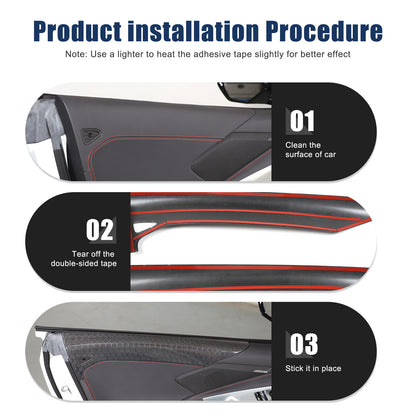 Real Honeycomb Carbon Fiber Interior Door Upper Panel trim Cover For Corvette C8 12