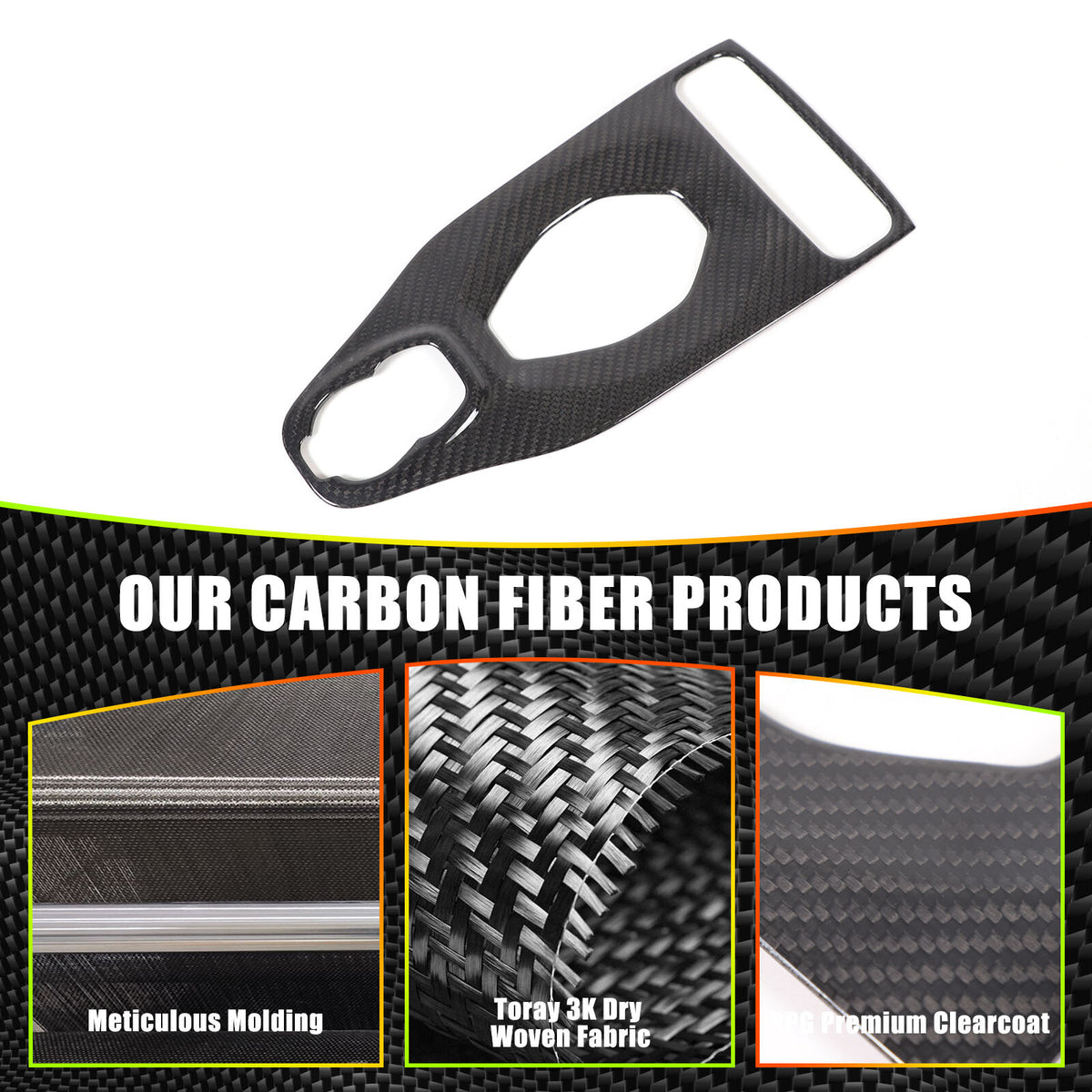 Real Carbon Fiber Center Gear Panel Trim Cover Kit For Lotus EMIRA AT 2021-25 10