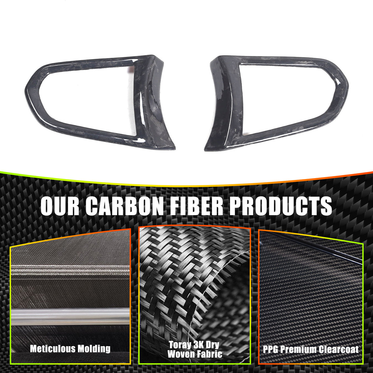 Forged Real Carbon fiber Steering Wheel Button Cover Trim For Lotus EMIRA 21-25 5