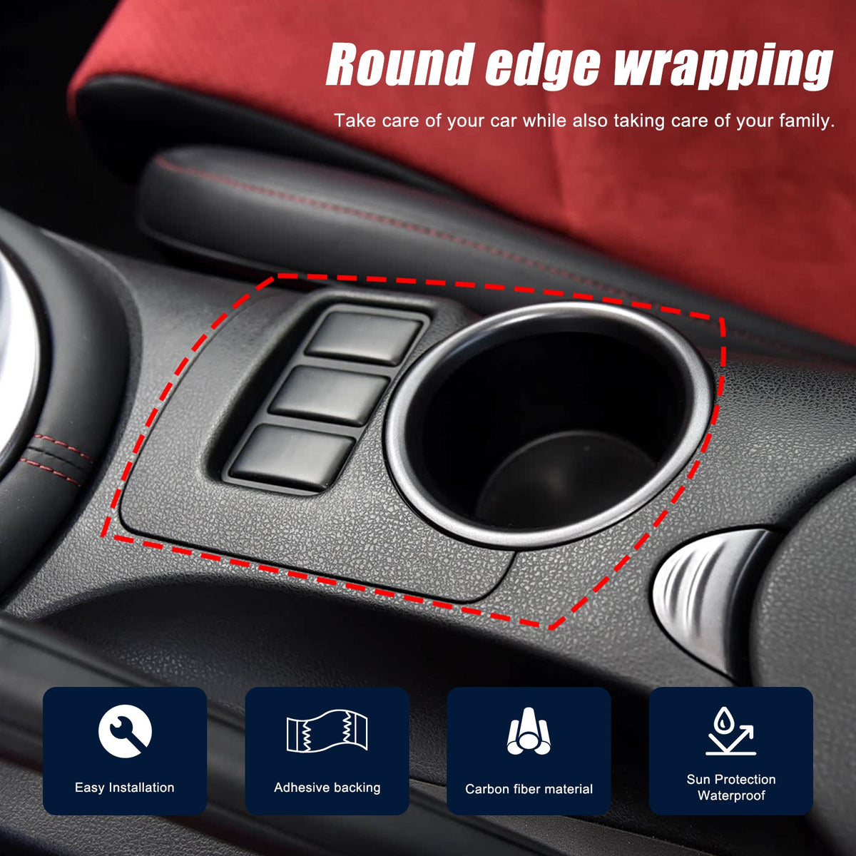 Real Carbon Fiber Center Console Cup Holder Trim For Nissan 370Z Z34 2009-2020 2