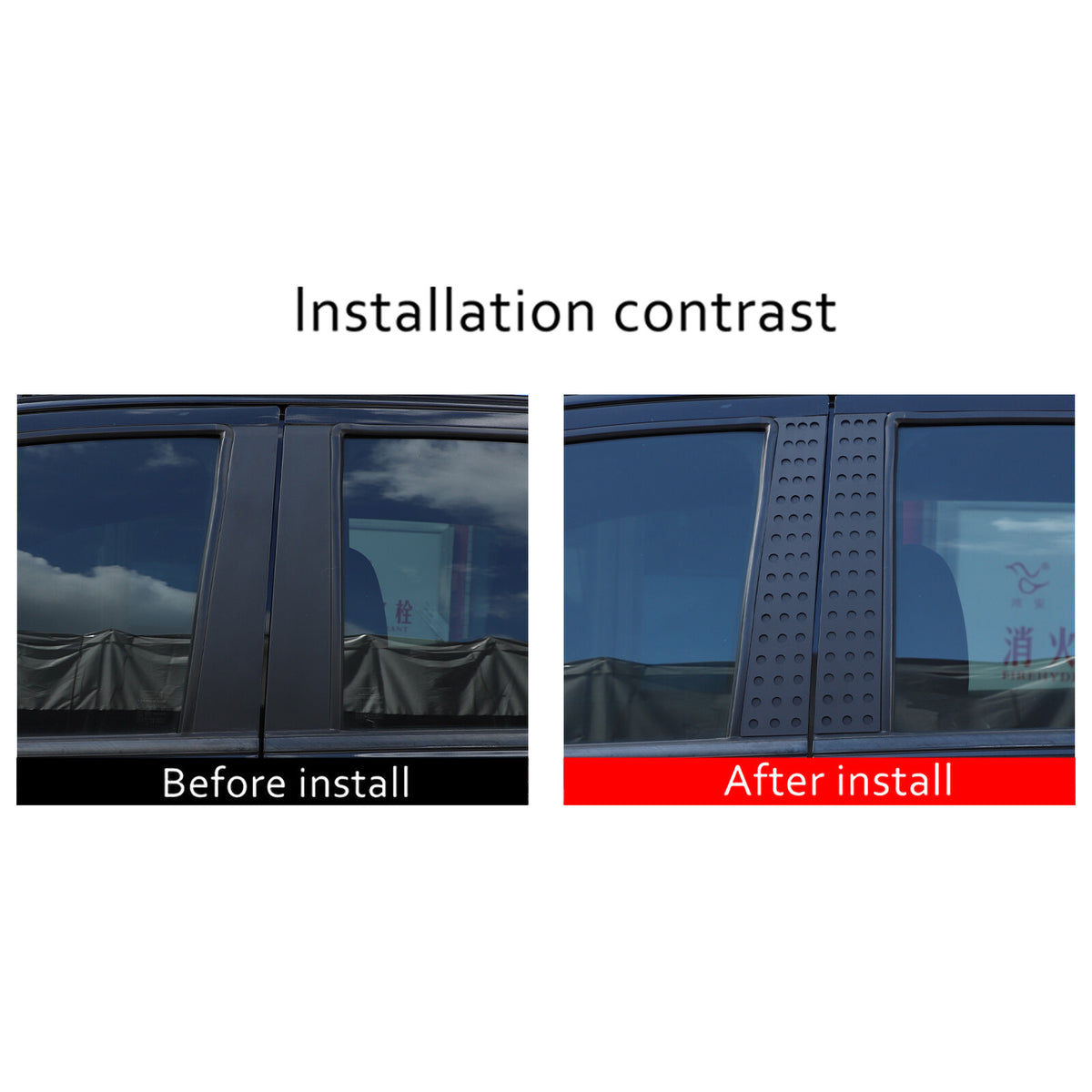 Black Aluminum Alloy Window Center Pillar Trim Panel For Ford Ranger 2015-21 11