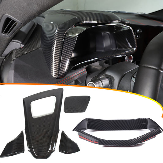 Carbon ABS Dashboard Speedmeter Panel Trim Cover Set Kit For C8 Corvette 20-25 1