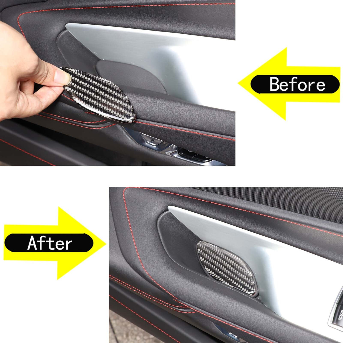 Carbon fiber Window Lift & Door Handle Storage Mat Sticker for Corvette C8 20-26 4