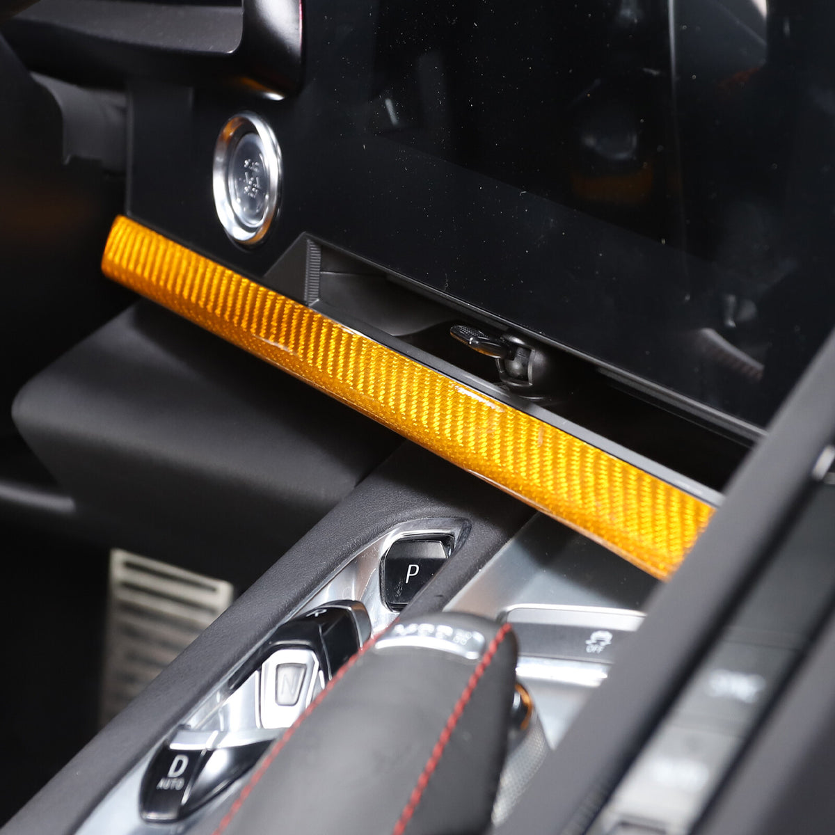 Yellow Real Carbon Fiber Console Dashboard Panel Trim For Corvette C8 Z51 20-25 6