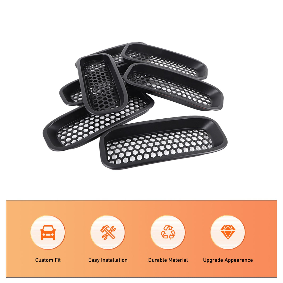 Black ABS Front Grille Anti-Insect Bug Screen Trim For Hummer H2 2003-2007 14
