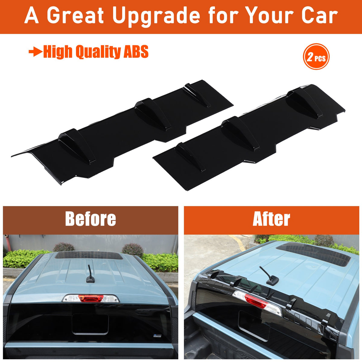 Glossy Piano Black ABS Rear Roof Spoiler Trim For Ford Maverick 2022+ 7