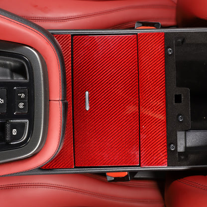 Red Carbon Fiber Interior Cup Holder Cover Trim Frame For Jaguar F-TYPE 2013-24 7