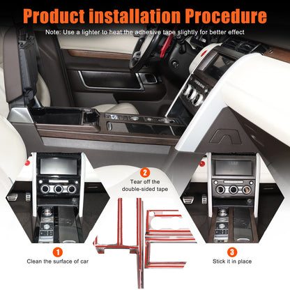 3pcs Wood Grain Center Console Trim Kit For Land Rover Discovery 5 L462 2017-20 4