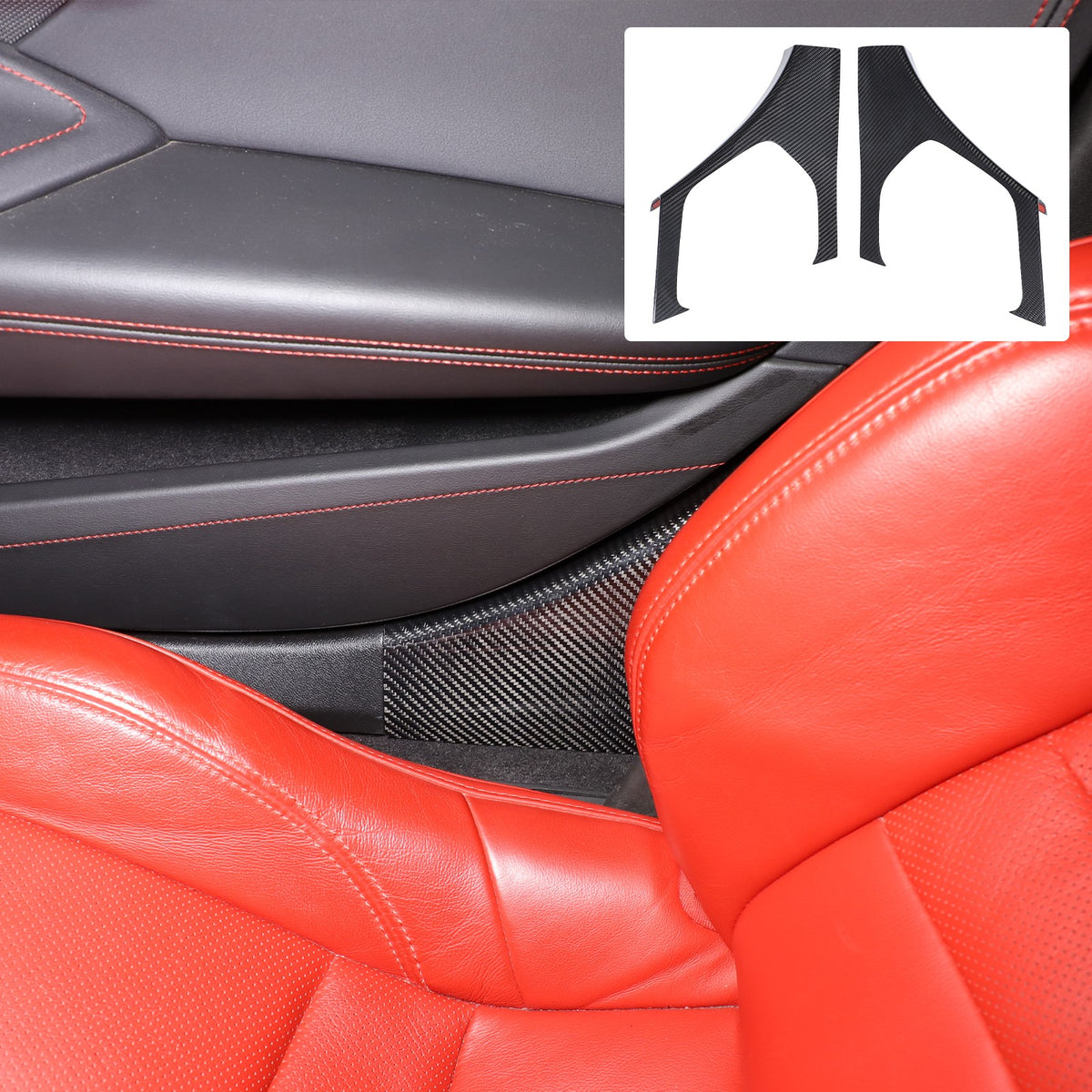Real Carbon Fiber Interior Door Sill Plate Rear Trim For Corvette C8 2020+ US 18
