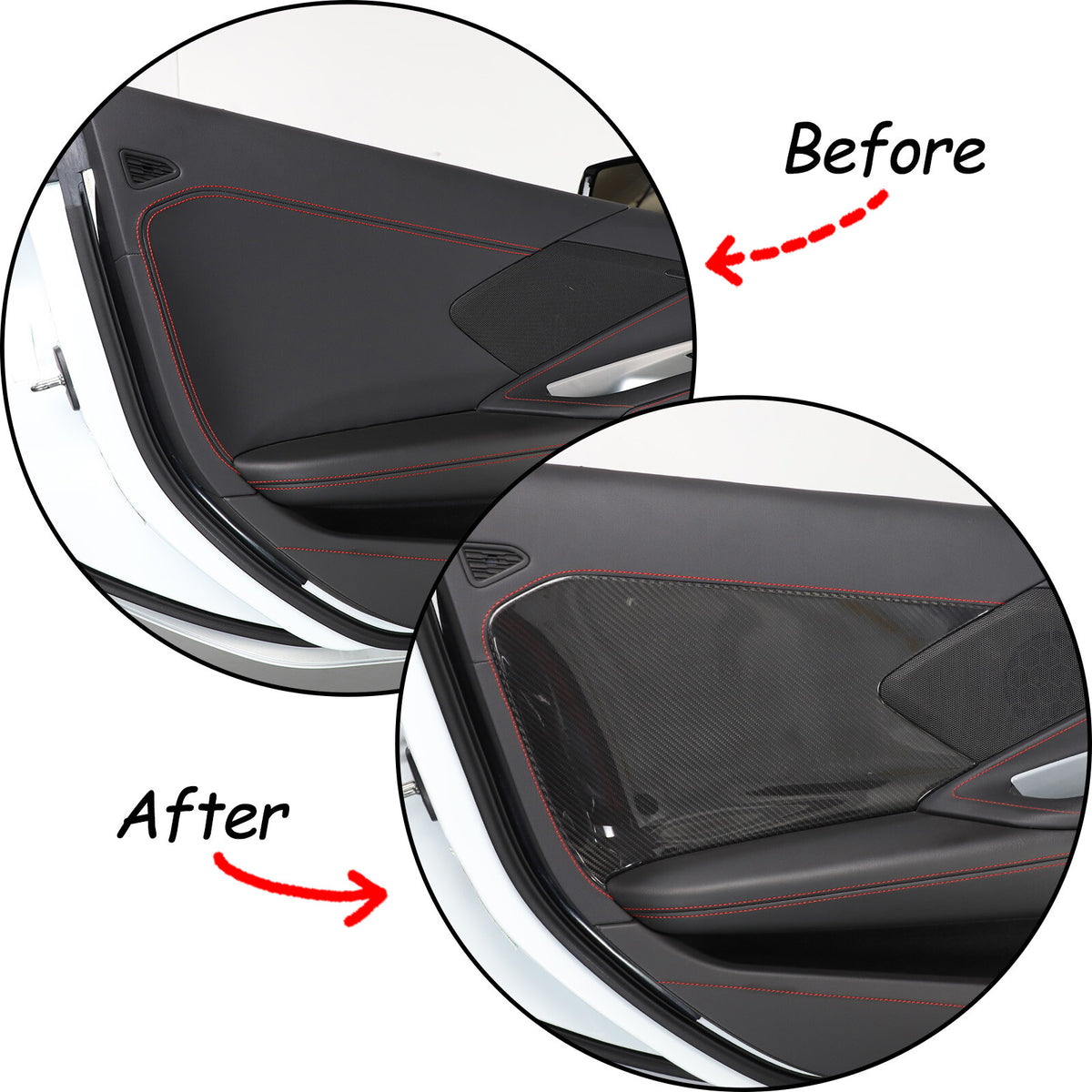 Real Carbon Fiber Interior Door Cover Trim Decoration for Corvette C8 2020-26 US 17