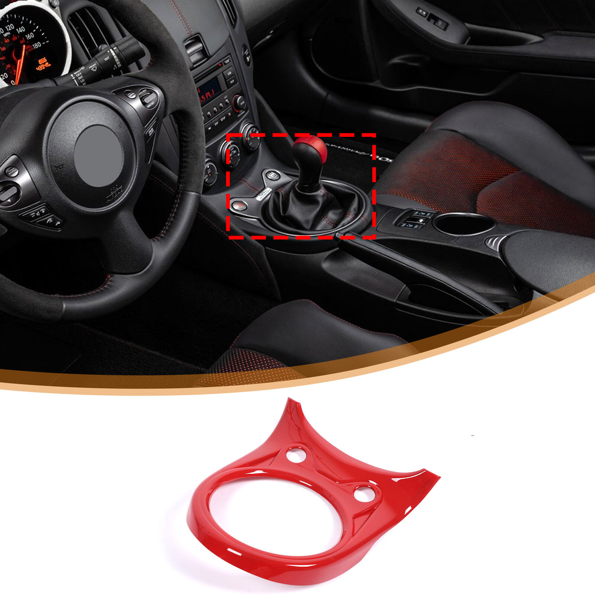 Sport Red ABS Center Console Gear Shift Frame Trim For Nissan 370Z MT 2009-2020 6