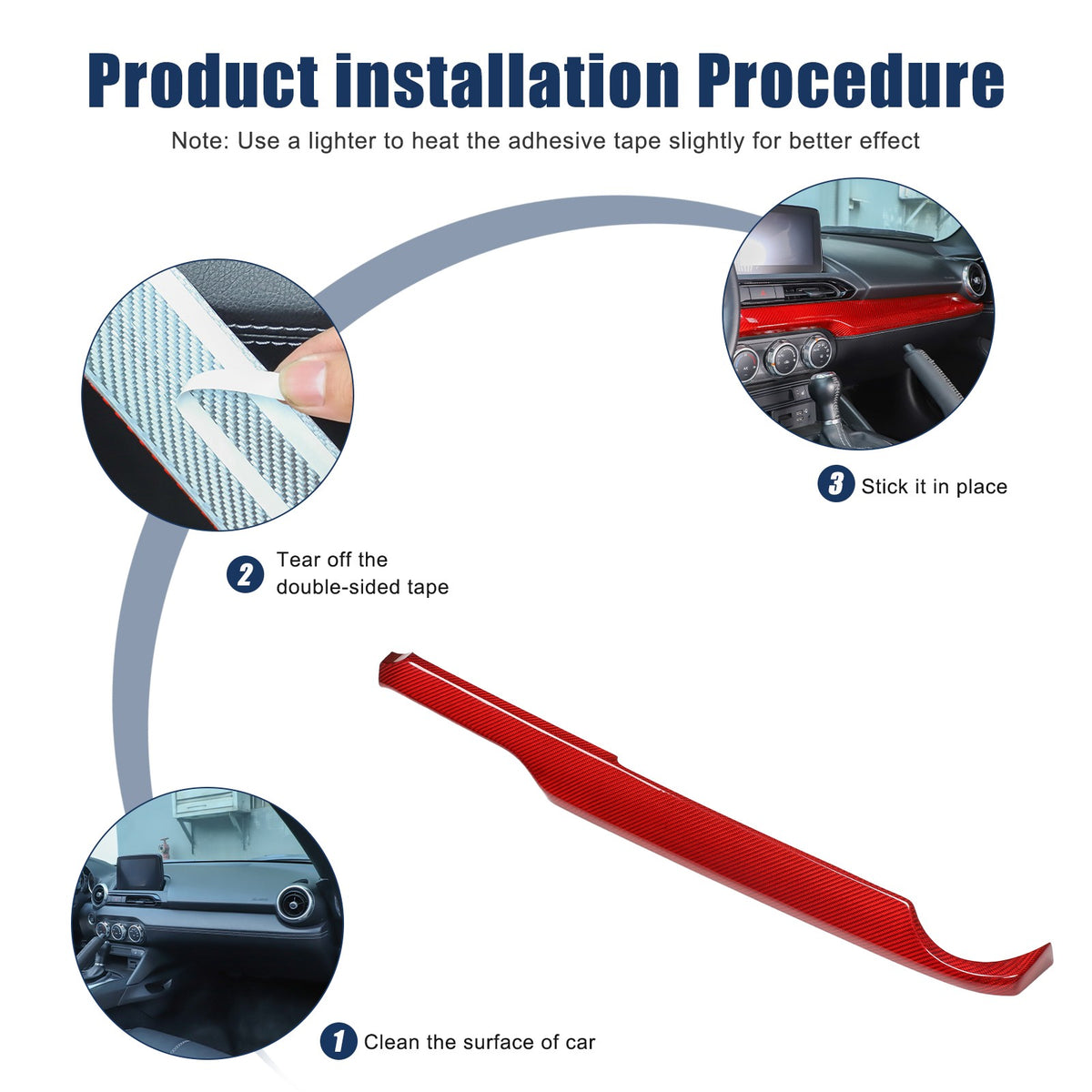 Red Real Carbon Fiber Dashboard Center Trim For Mazda MX-5 Miata 2016+ 6