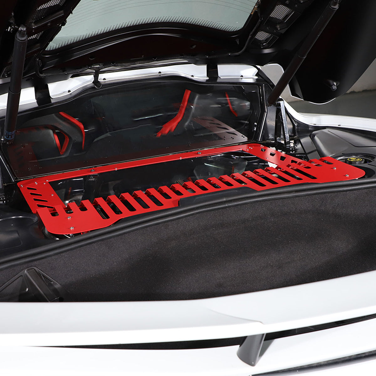 Red Alloy Engine Bay Panel Cover Trim Fit For Corvette C8 2020-26 18