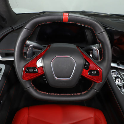 Red Real Carbon Fiber Full Interior Set Decor Trim Kit for Corvette C8 20-25 - Styles 56-60 40