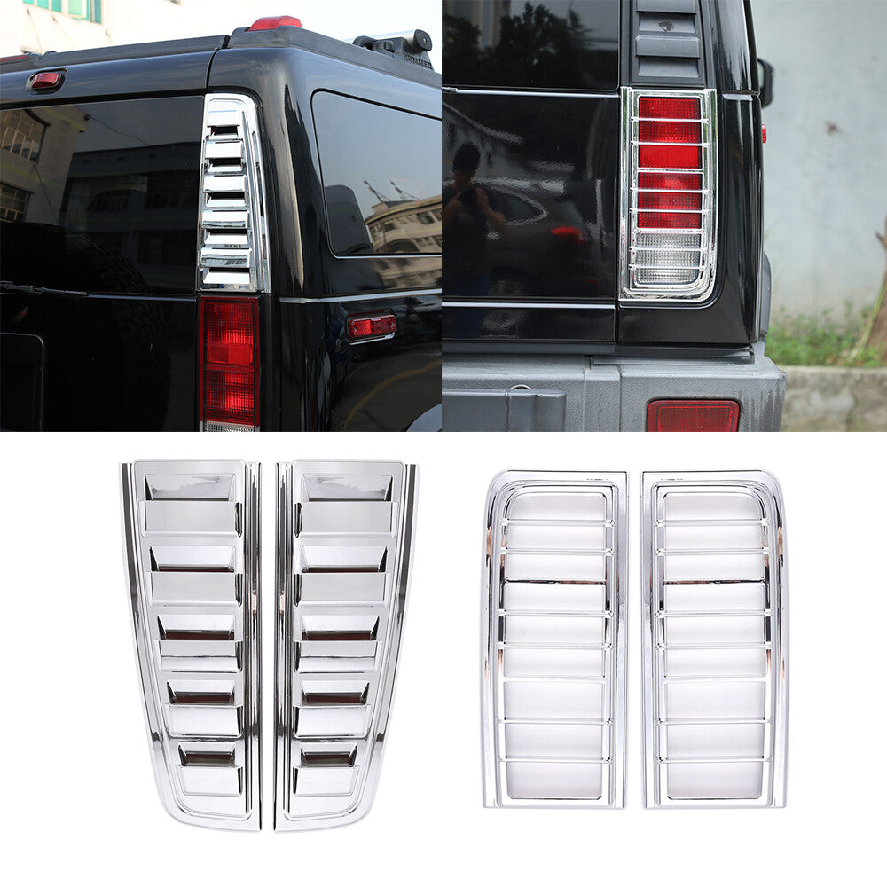 Silver Rear headlight Cover +Tail light vent cover Trim For Hummer H2 2003-2009 1