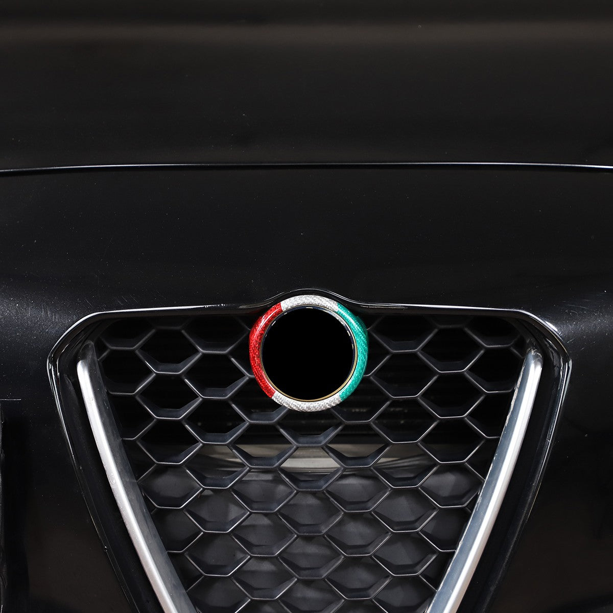 Tricolor Real Carbon Fiber Grille V-Shaped Trim For Alfa Romeo Giulia 2017+ US 15