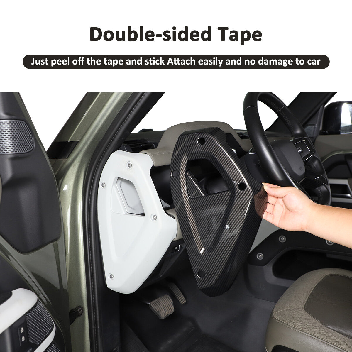 Carbon Fiber Style Dashboard Side Panel Cover Trim For Land Rover Defender 20-23 7