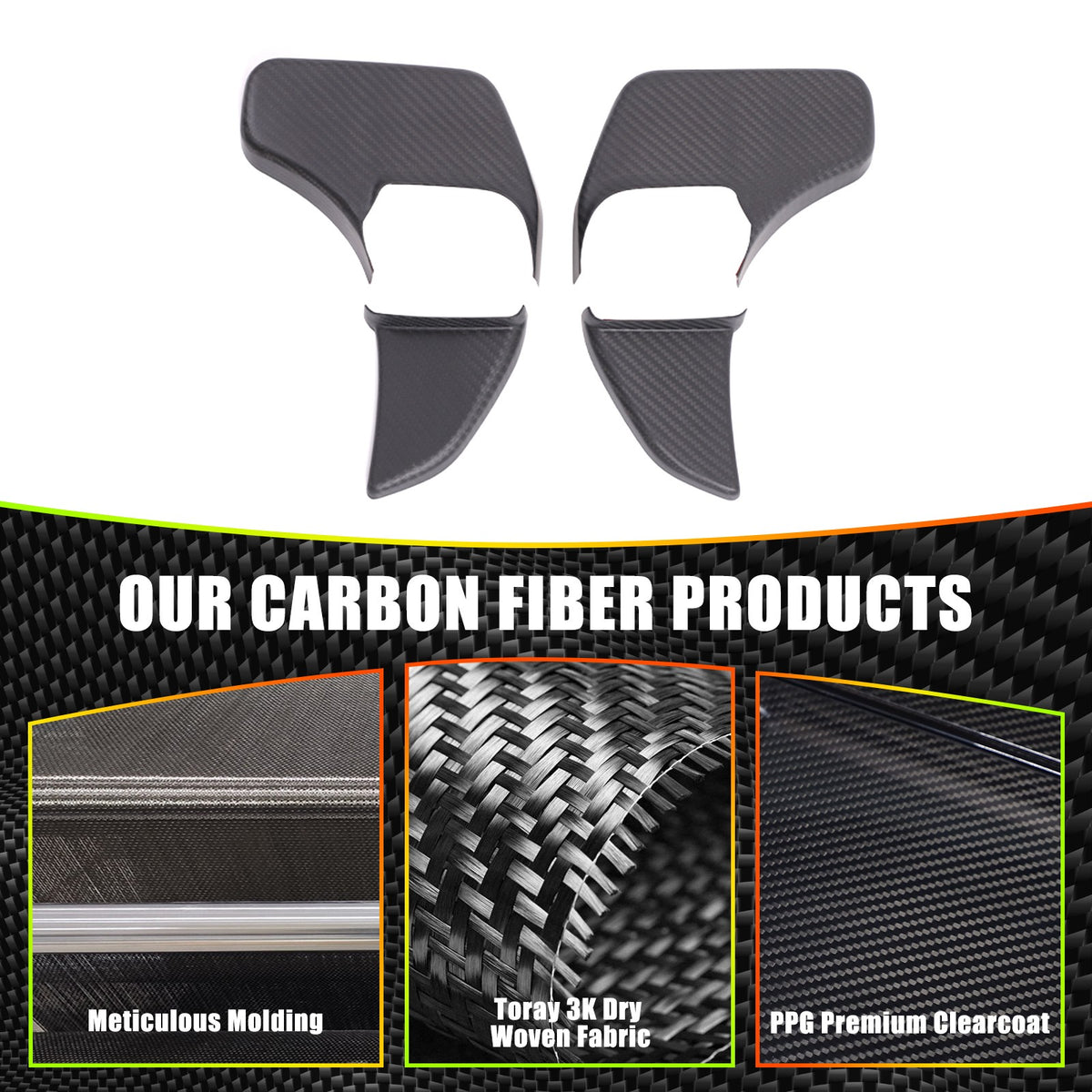 Matte Real Carbon Fiber Side Mirror Base Trim For Benz G-Class W464 2019-2024 11