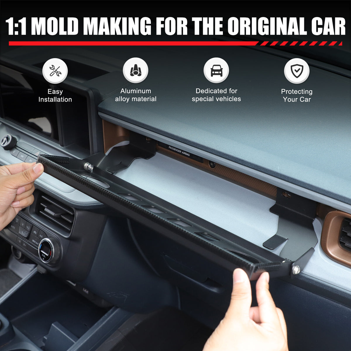 Aluminum Multi-functional Passenger Side Storage Rack For Ford Maverick 2022+ 6