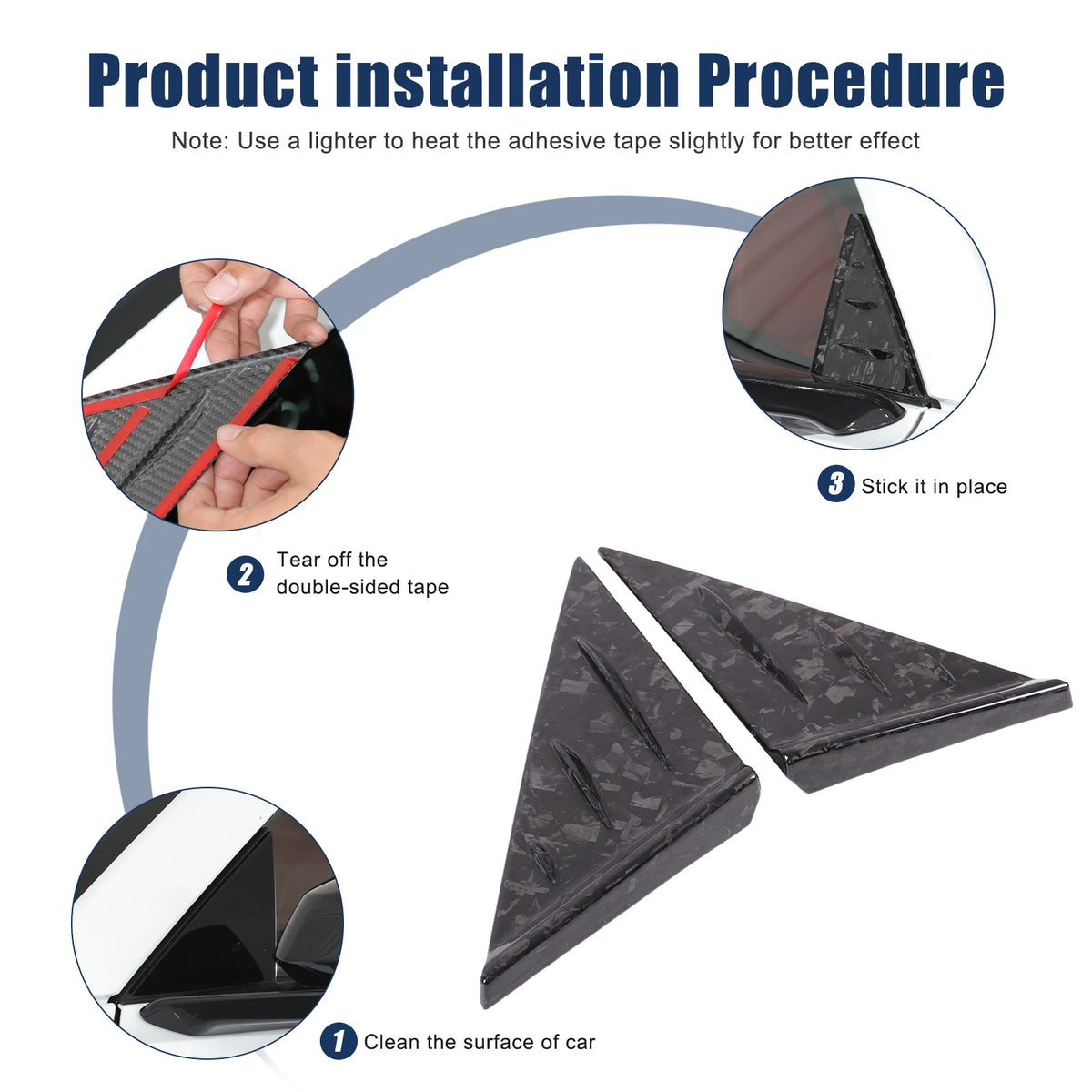 Forged Real Carbon Fiber A-Pillar Triangle Trim Cover For Corvette C8 2020+ 3
