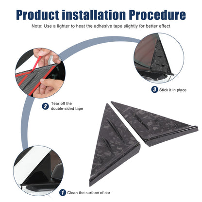 Forged Real Carbon Fiber A-Pillar Triangle Trim Cover For Corvette C8 2020+ 3