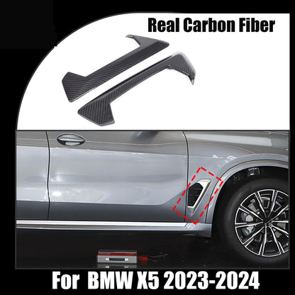 Real Carbon Fiber Side Body Fender Air wing Vent Trim Cover For BMW X5 G05 23-24 1