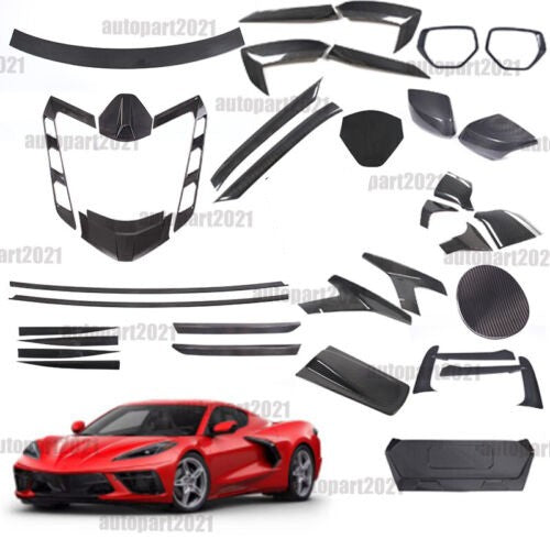 Real Carbon Fiber Full Exterior Set Decor Cover Trim Kit For Corvette C8 2020-26 1