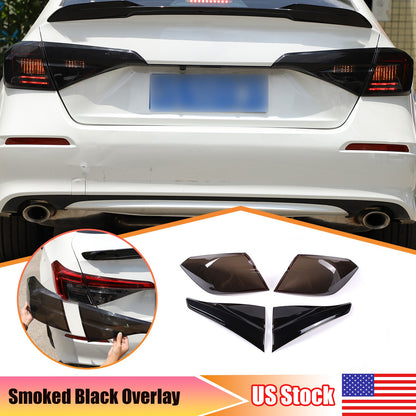 Smoked Blackout Tail Light Lamp Cover Overlay Trim For Honda Civic Sedan 2022+ 1