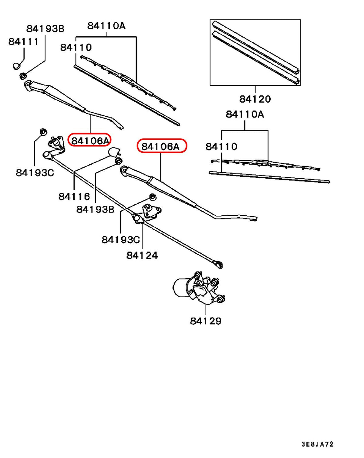 Mitsubishi Genuine Lancer CP9A EVO5 & 6 Arm Assy Windshield Wiper LH & RH Set 3