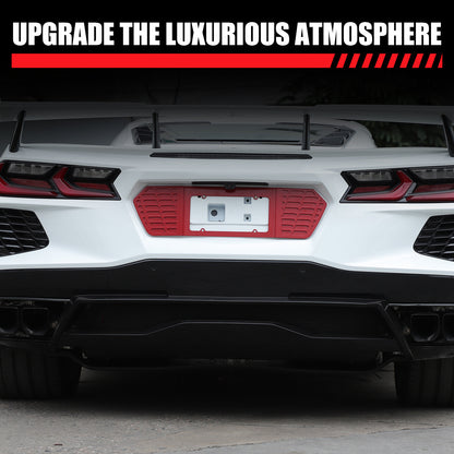 Red Aluminum Alloy Rear License Plate Filler Panel Trim for Corvette C8 2020+ 6