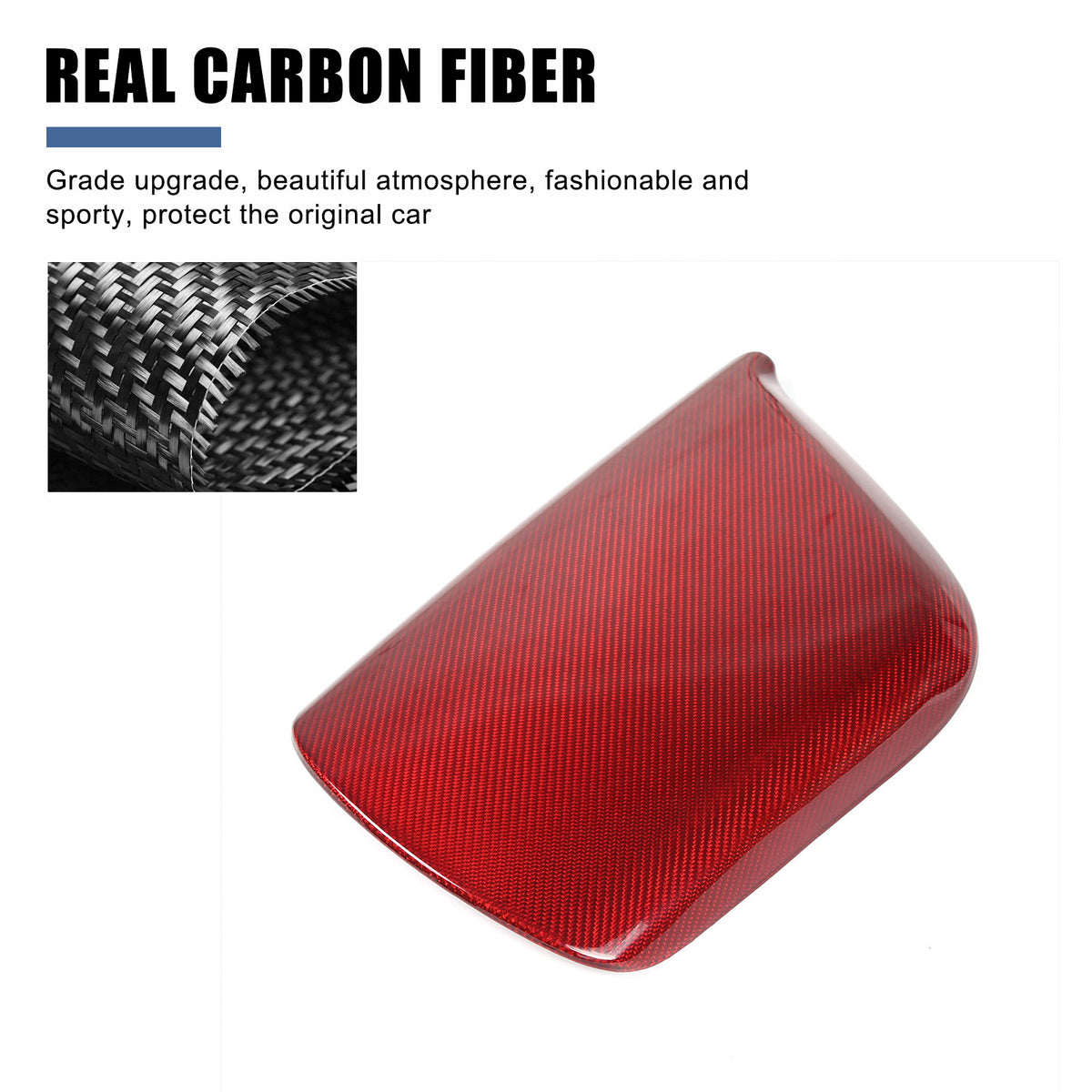 Red Real Carbon Fiber Center Console Armrest Box Cover Trim For Corvette C7 14+ 3