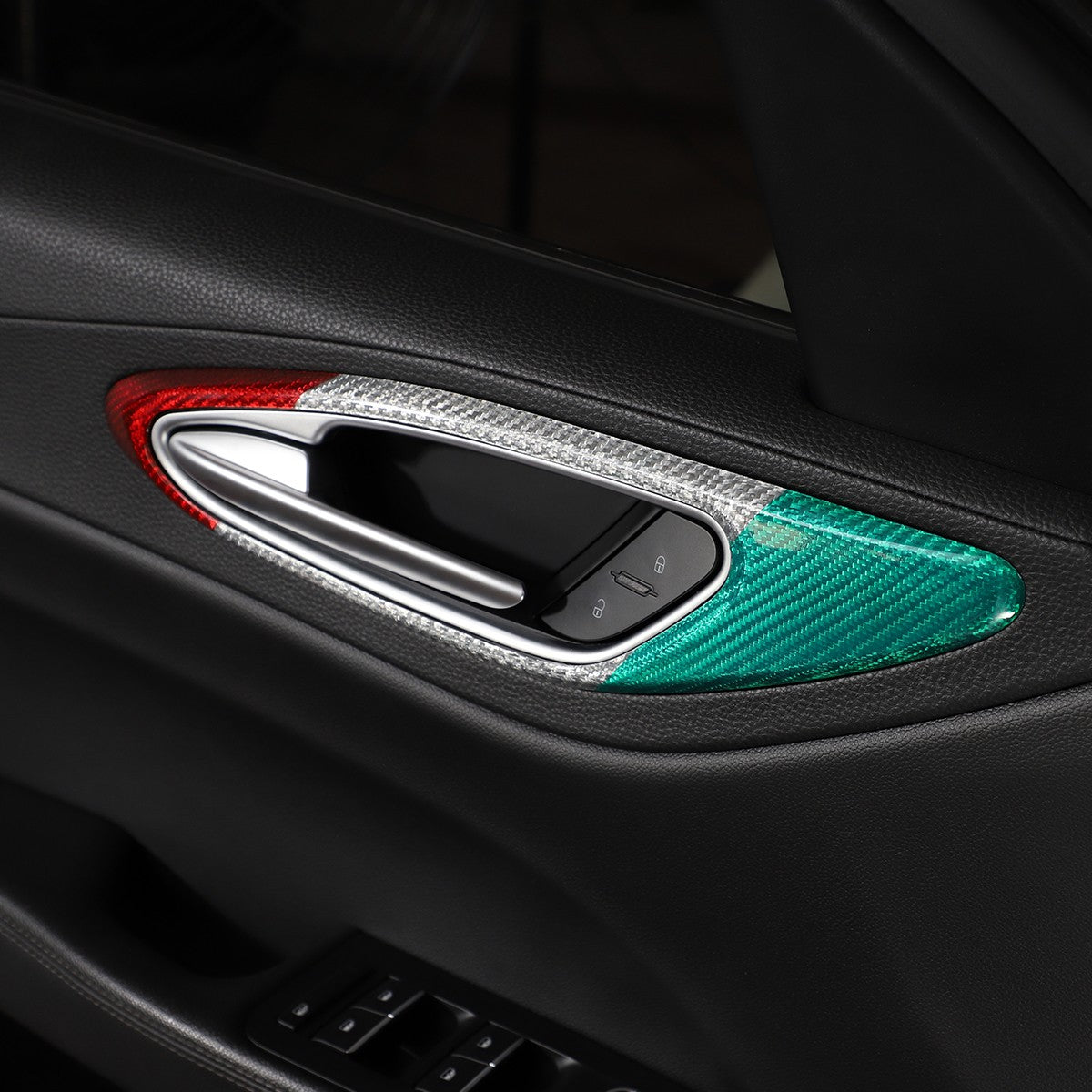 Tri-Color Real Carbon Fiber Inner Door Handle Trim For Alfa Romeo Giulia 2017-20 2