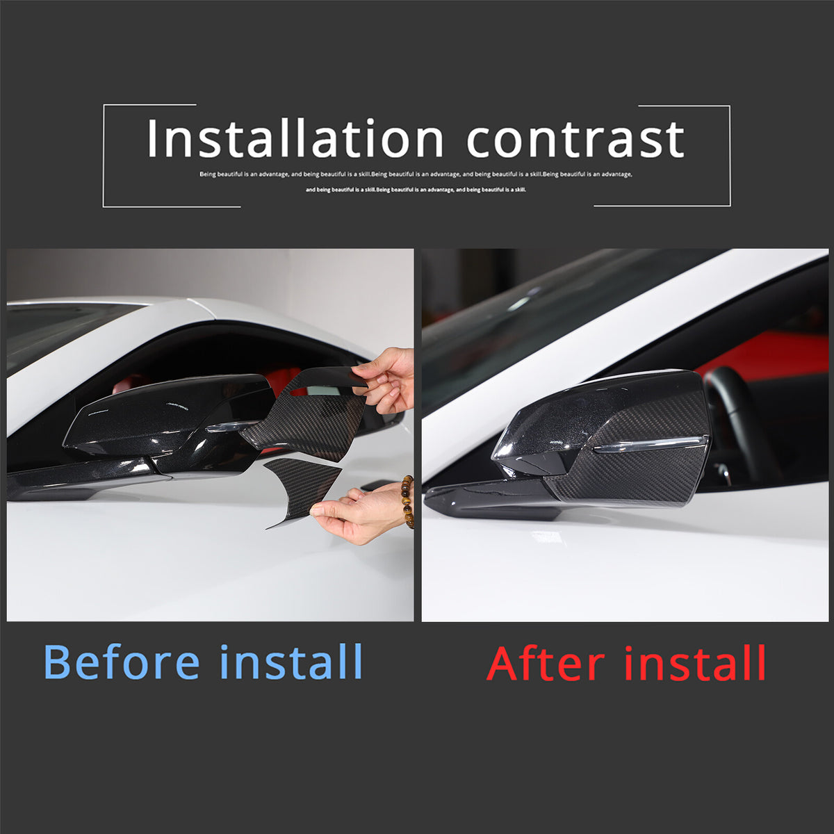 For C8 Corvette Stingray Z51 Z06 20+ Carbon Side Mirror Cover Lower Base Set US 10