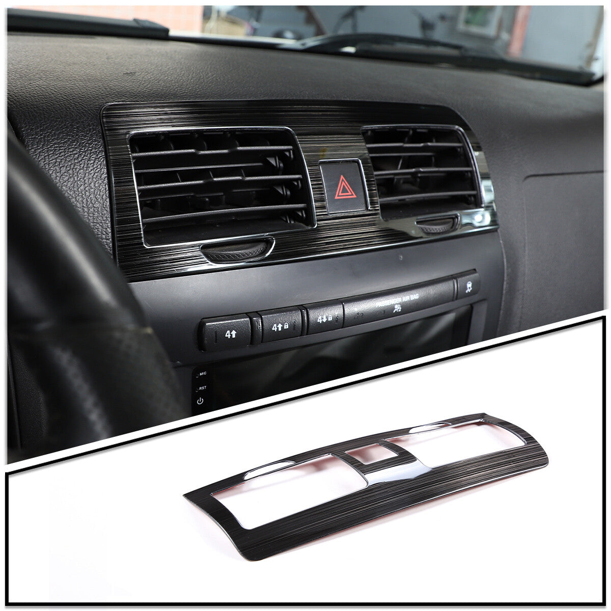 Black Steel Central Control Air Outlet Cover Trim For Hummer H3 2005-2009 2