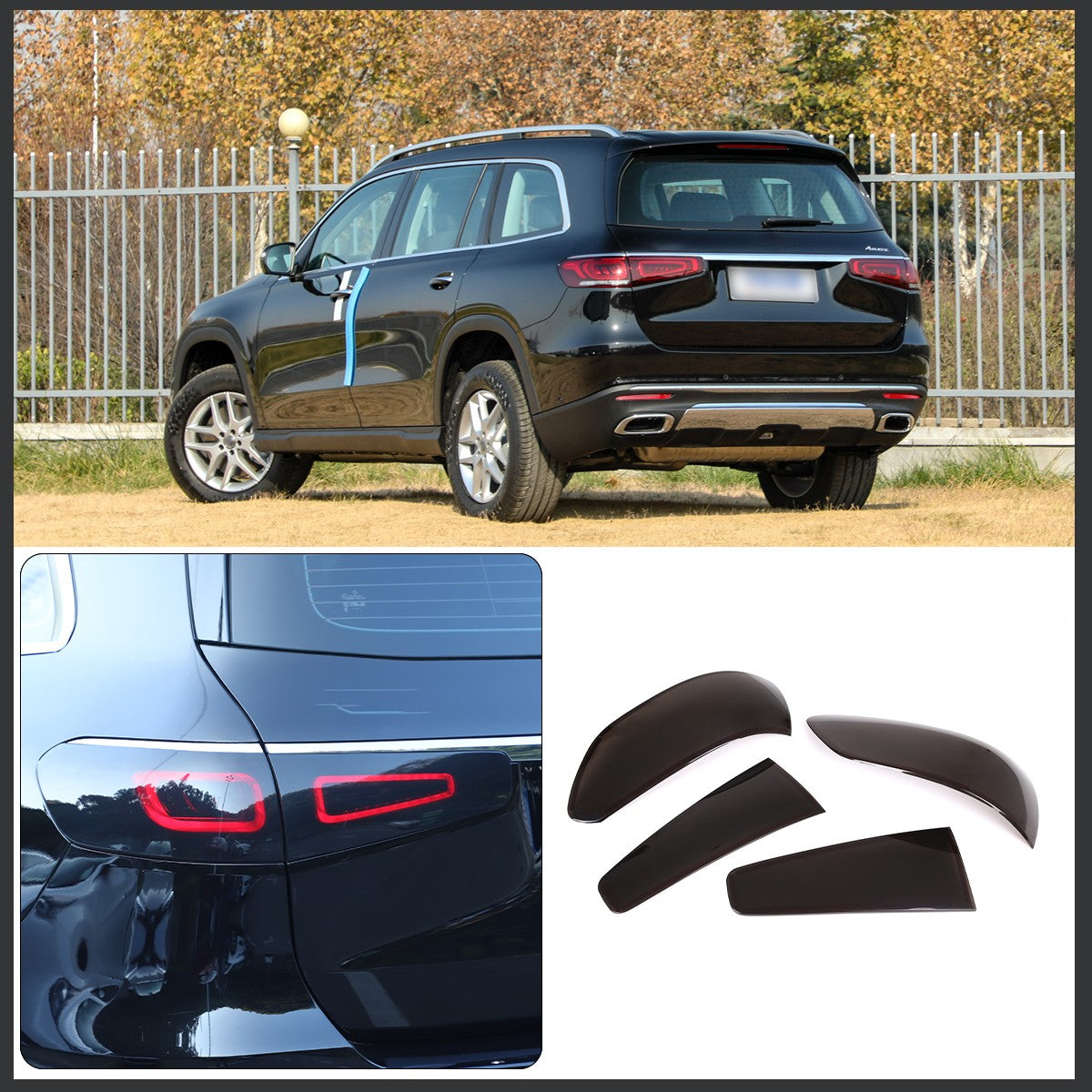 Smoked Tail Light Cover Rear Light Guard Bezel Trim For Benz GLS 20-22 US 15