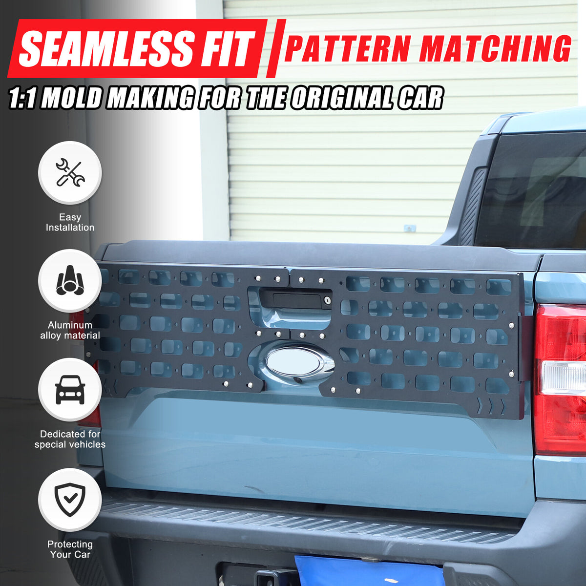Rear Bed Molle Panel Truck Bed Tailgate Molle Panel For Ford Maverick 2022-24 US 10