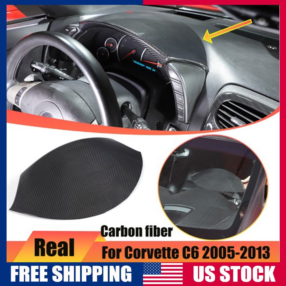 Real Carbon fiber Dashboard Instrument Upper Cover Trim For Corvette C6 2005-13 1