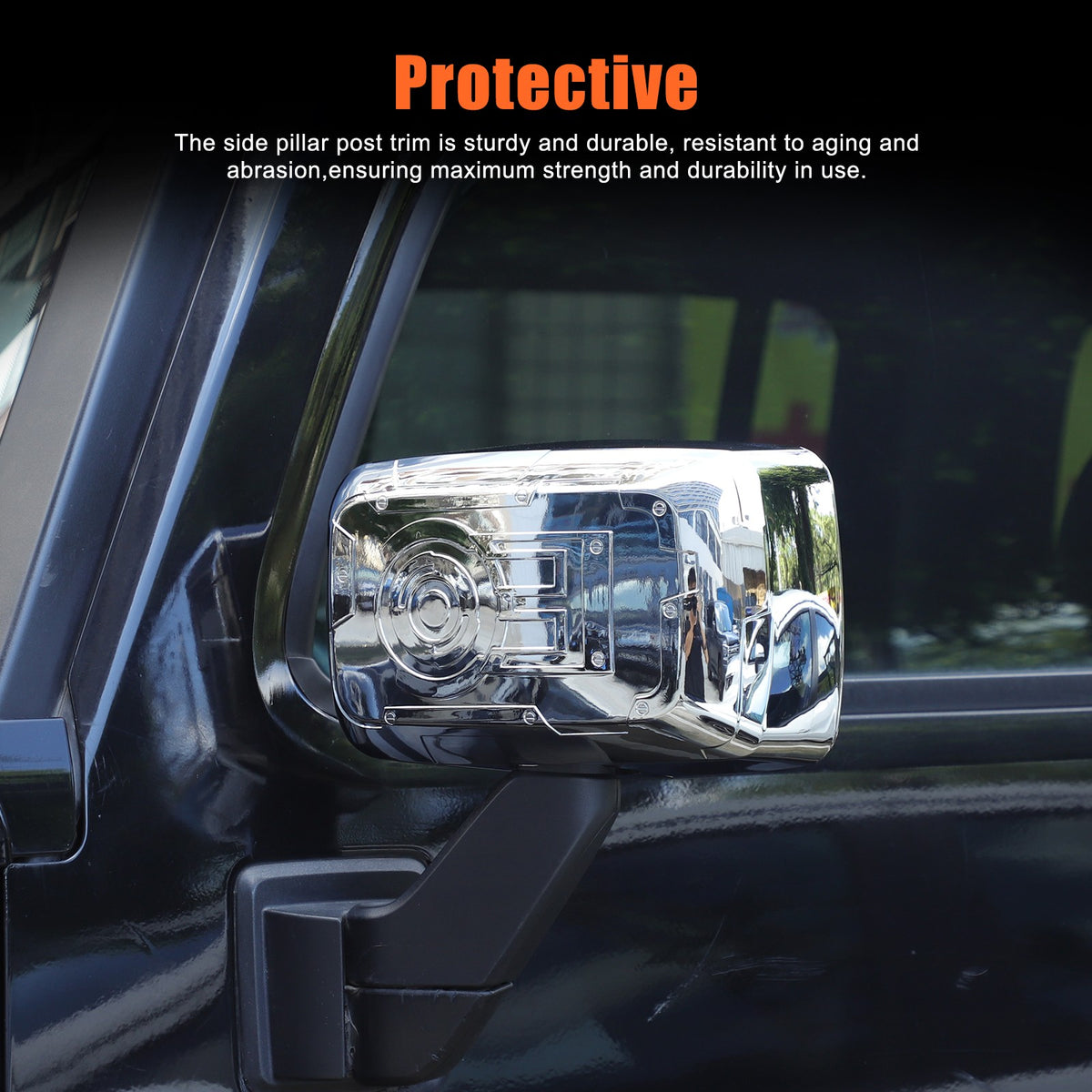 Mech Style Silver ABS Side Mirror Trim Cover For Hummer H3 2005-2009 5
