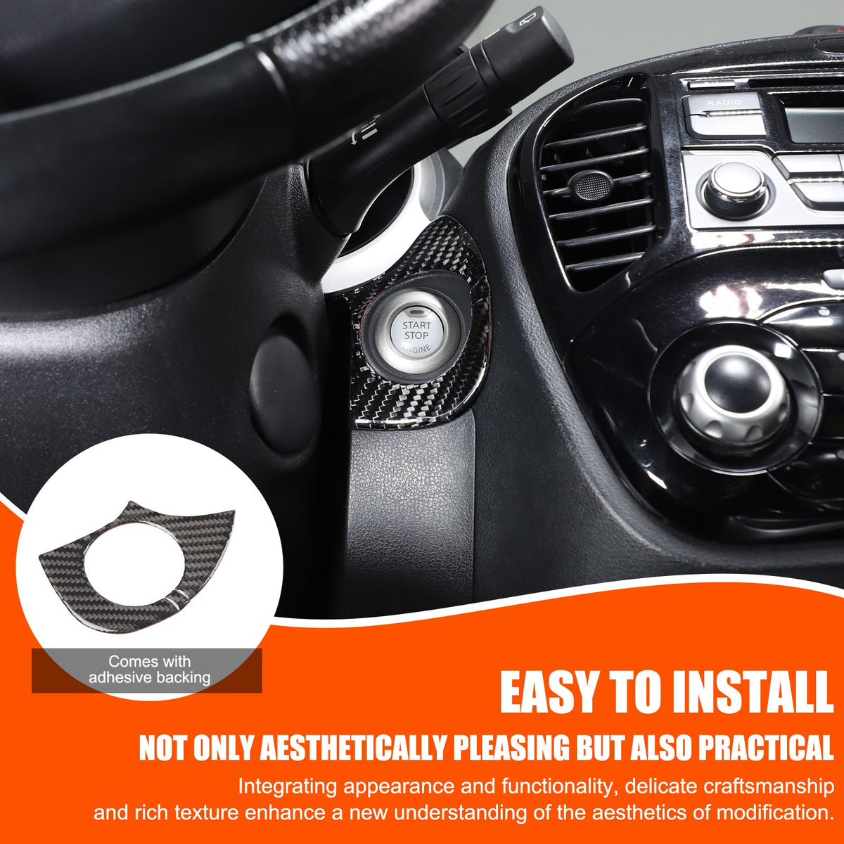 Soft Carbon Fiber Interior Center Console trim Sticker For Nissan Juke 2011-2019 239