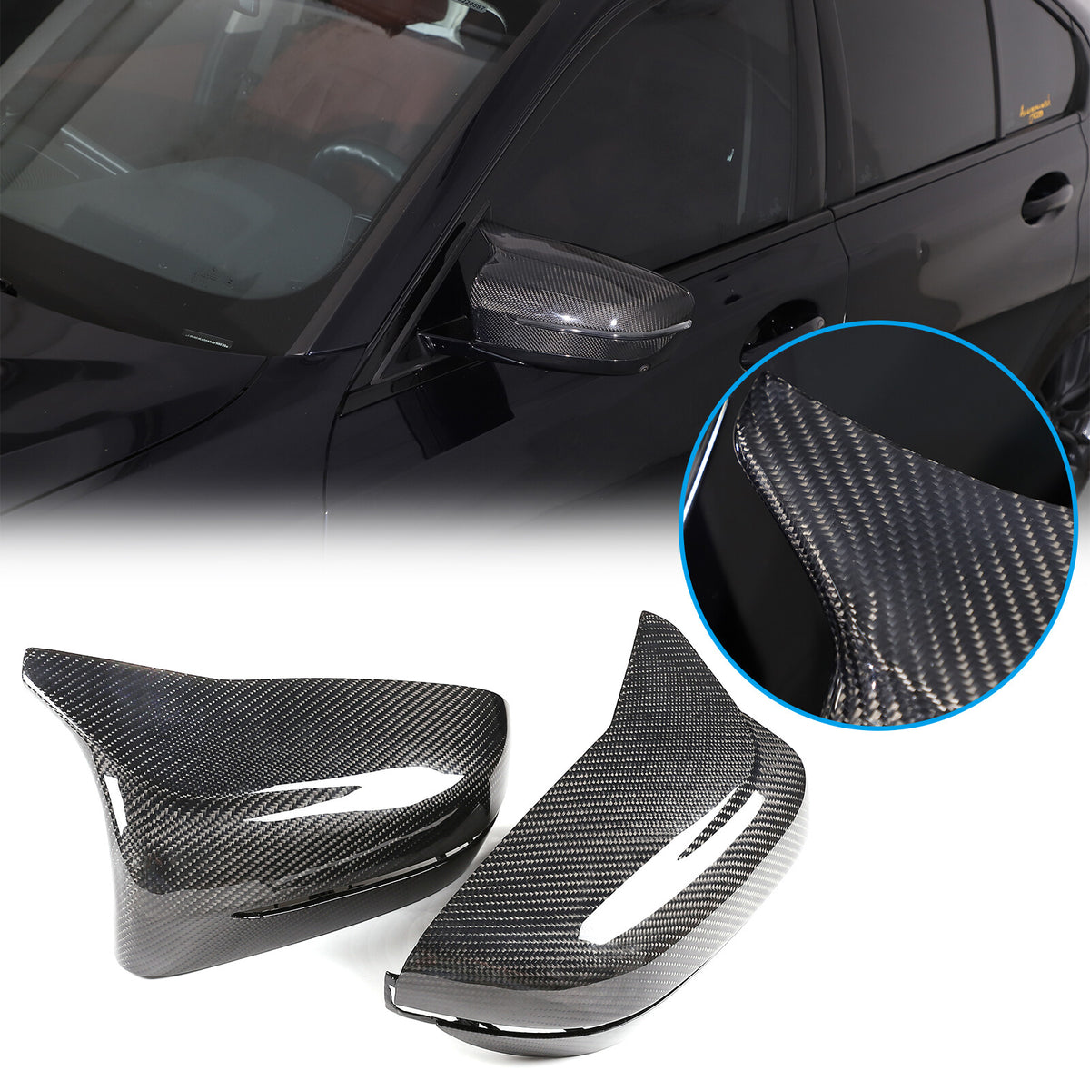 Real Carbon Fiber Rearview Mirror Cover Caps For 19-21 BMW 3 G15 G20 G21 G22 G30 3